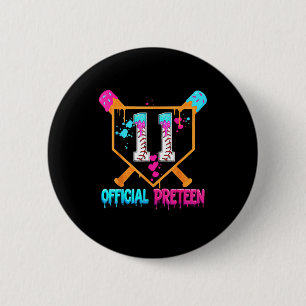 Baseball 11 Year Old Ice Cream Drip 11th Birthday  6 Cm Round Badge