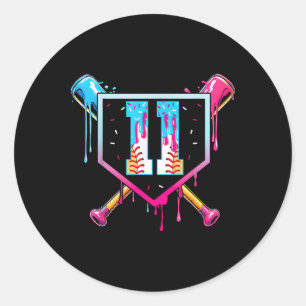 Baseball 11 Year Old Ice Cream Drip 11th Birthday  Classic Round Sticker