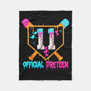 Baseball 11 Year Old Ice Cream Drip 11th Birthday Fleece Blanket