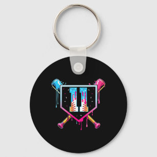 Baseball 11 Year Old Ice Cream Drip 11th Birthday Key Ring