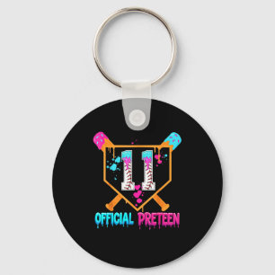 Baseball 11 Year Old Ice Cream Drip 11th Birthday Key Ring