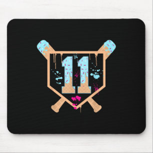 Baseball 11 Year Old Ice Cream Drip 11th Birthday Mouse Mat