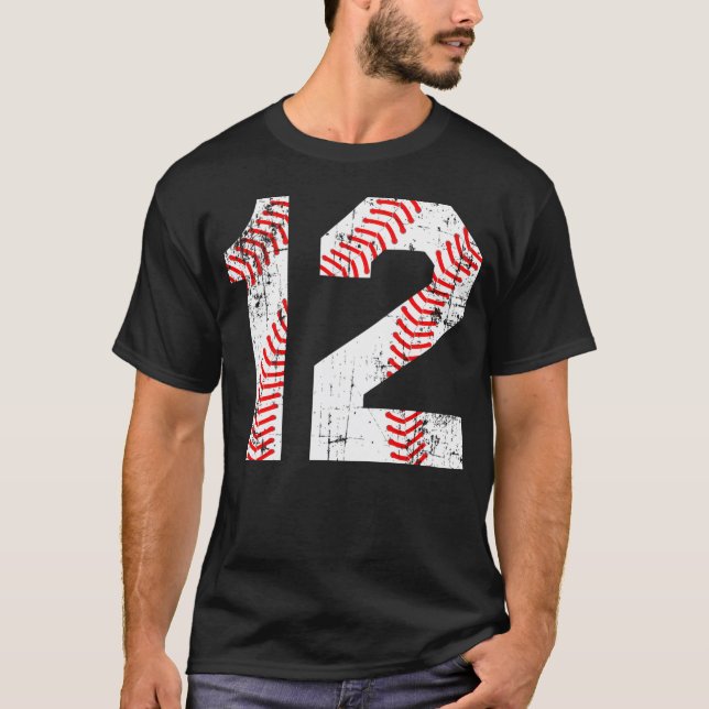 Baseball 12 Jersey Number         T-Shirt (Front)