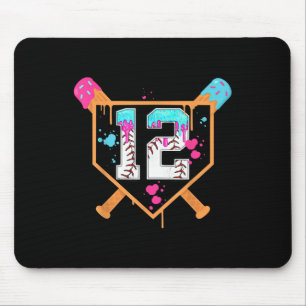 Baseball 12th Birthday Boy Ice Cream Drip 12 Year Mouse Mat
