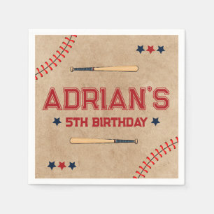 Baseball 1st birthday boy napkin