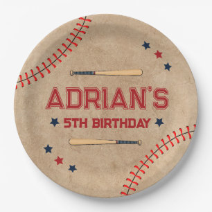 Baseball 1st birthday boy  paper plate