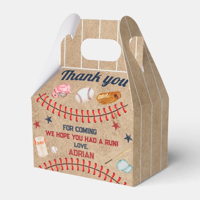 Baseball 1st Birthday Favour Box (Front Side)