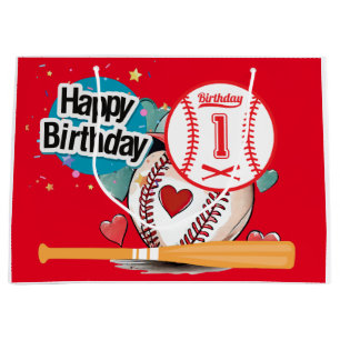 Baseball  1st Birthday  Large Gift Bag