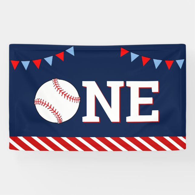 Baseball 1st Birthday Party Banner (Horizontal)