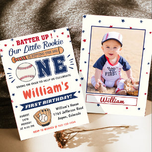 Baseball 1st Birthday Party Batter Up Invitation