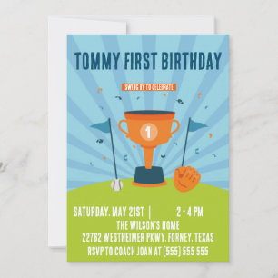 Baseball 1st birthday Sports Theme Invitation