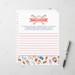Baseball 1st Birthday Time Capsule Game Card 