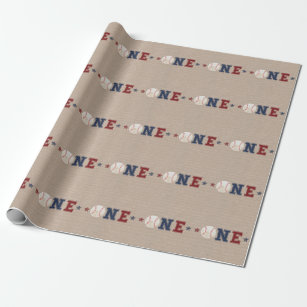 Baseball 1st Birthday Wrapping Paper