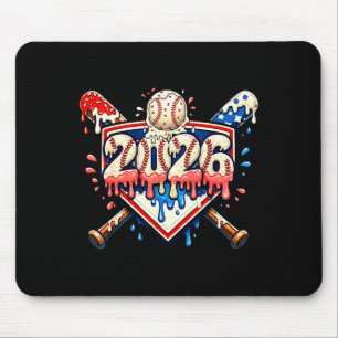 Baseball 2026 Ice Cream Drip Bats For Boys Birthda Mouse Mat