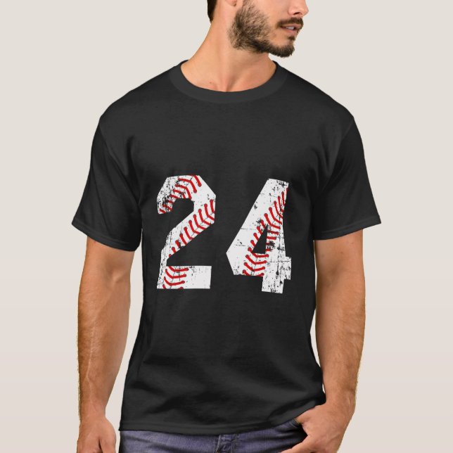 Baseball 24 Jersey Number T-Shirt (Front)