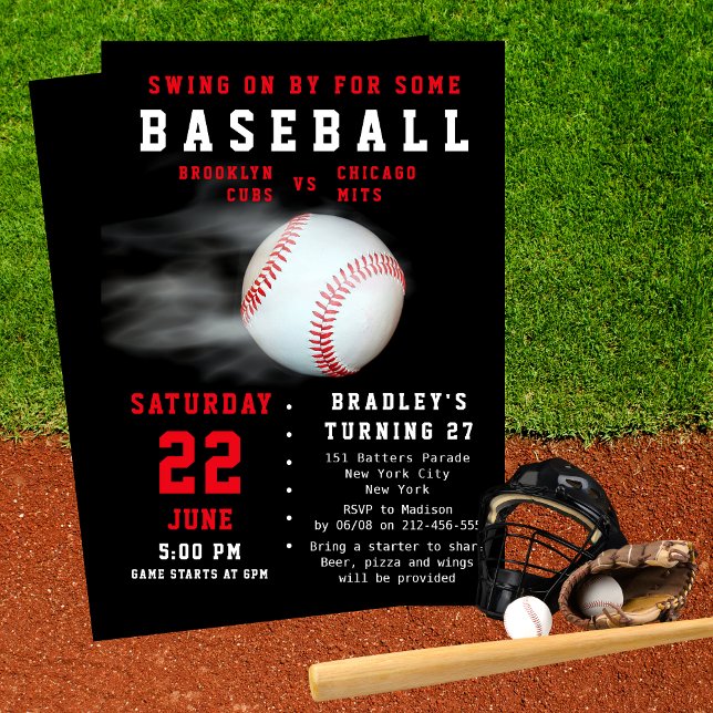 Baseball 27th Birthday Sports Party Game Day Invitation (Creator Uploaded)