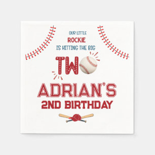 Baseball 2nd birthday boy napkin