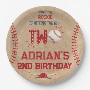Baseball 2nd birthday boy paper plate