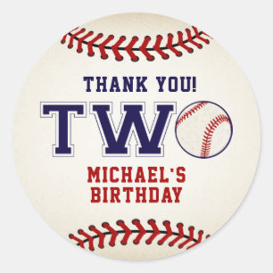 Baseball 2nd Birthday Classic Round Sticker