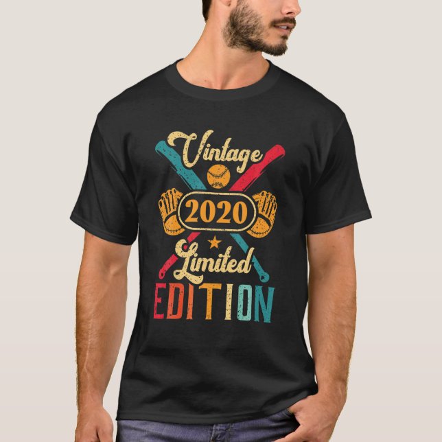 Baseball 2Nd Birthday For Boys Girls Retro 2020 So T-Shirt (Front)