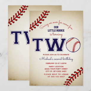 Baseball 2nd Birthday Invitation