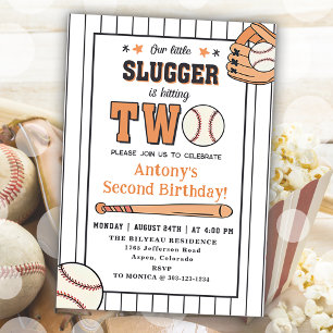 Baseball 2nd Birthday Vintage Rookie Party Invitation