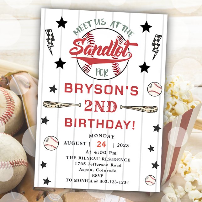 Baseball 2nd Birthday Vintage Rookie Party Invitation (Creator Uploaded)