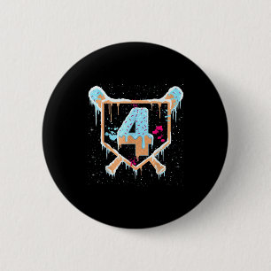 Baseball 4 Year Old Ice Cream Drip 4th Birthday Bo 6 Cm Round Badge