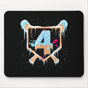 Baseball 4 Year Old Ice Cream Drip 4th Birthday Bo Mouse Mat