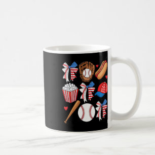 Baseball 4th Of July Coquette Bow Women Girls Base Coffee Mug