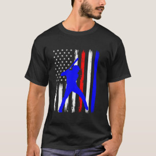 Baseball 4th of July Graphic American Flag Patriot T-Shirt