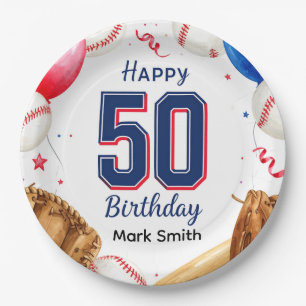 Baseball 50th Birthday  Paper Plate