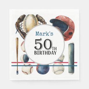 Baseball 50th Birthday Party Napkin