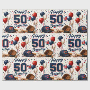 Baseball 50th Birthday  Wrapping Paper