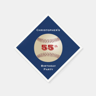 Baseball 55th Birthday Party, Name, Diamond Paper Napkin