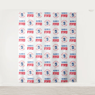 Baseball 5th Birthday Boys Step Repeat Backdrop Tapestry