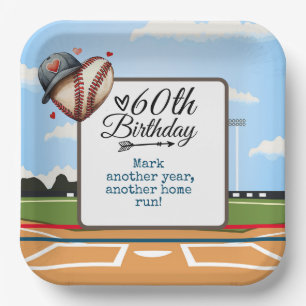 Baseball 60h Birthday  Paper Plate