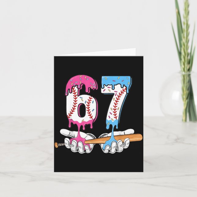 Baseball 67 Ice Cream Drip Six Seven Boys Funny Me Card (Front)