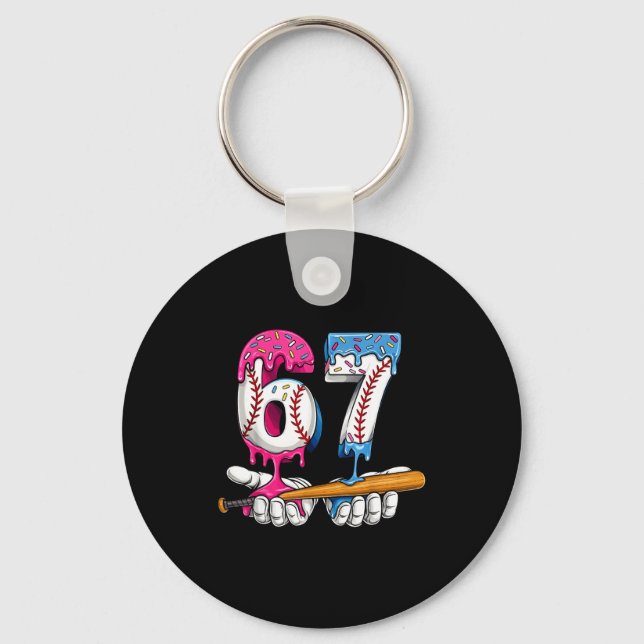 Baseball 67 Ice Cream Drip Six Seven Boys Funny Me Key Ring (Front)