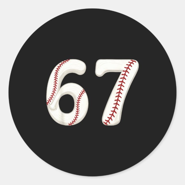 Baseball 67 Number Funny Six Seven Gen Alpha Meme  Classic Round Sticker (Front)