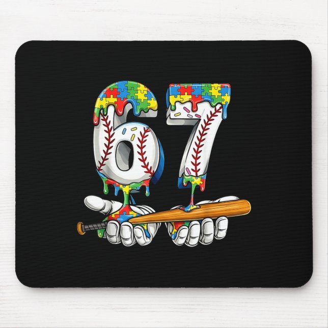 Baseball 67 puzzle drip six seven meme boys autism mouse mat (Front)