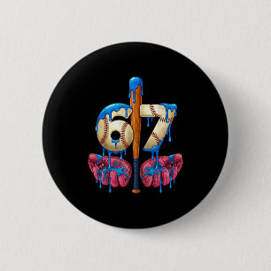 Baseball 67 Six Seven Funny Gen Alpha Meme Drip  6 Cm Round Badge
