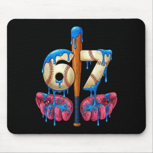 Baseball 67 Six Seven Funny Gen Alpha Meme Drip  Mouse Mat