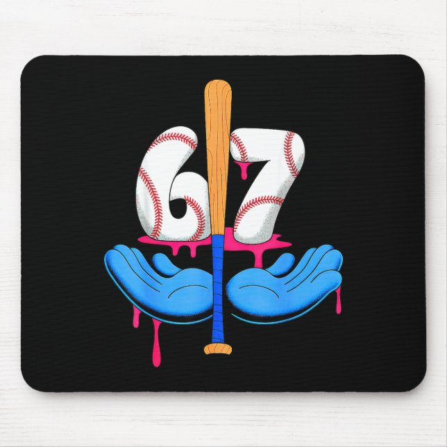 Baseball 67 Six Seven Gen Alpha Meme Drip  Mouse Mat (Front)