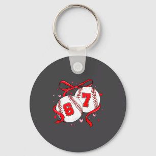 Baseball 67 Six Seven Meme Coquette Bow Valentine' Key Ring