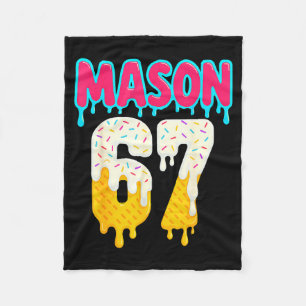 Baseball 6 7 Ice Cream Drip Number 67 Funny Six Se Fleece Blanket