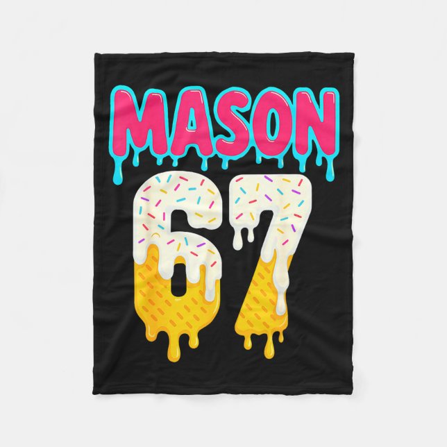 Baseball 6 7 Ice Cream Drip Number 67 Funny Six Se Fleece Blanket (Front)