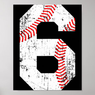 Baseball 6 Jersey Number T Shirt  Poster
