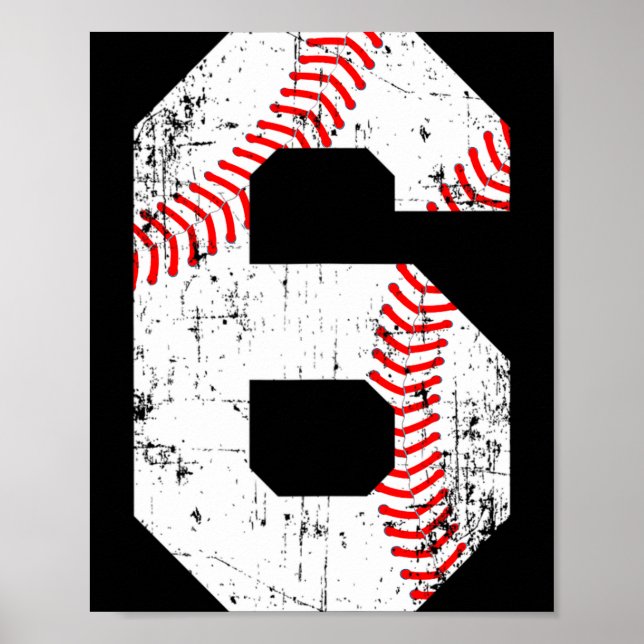 Baseball 6 Jersey Number T Shirt  Poster (Front)
