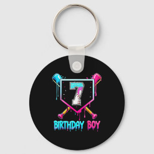 Baseball 7 Year Old Bday Boy Ice Cream Drip 7th Bi Key Ring